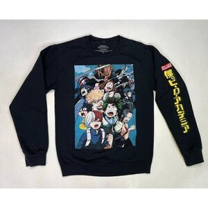 My Hero Academia Graphic Sweatshirt Men Small Black Characters Anime
